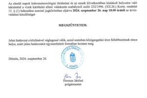 árvízvédekezési készültség megszüntetése