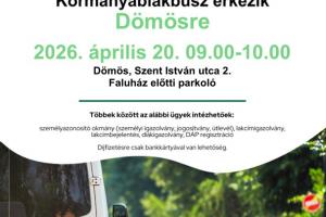 Kormányablak-busz érkezik 2026.04.20 9:00-10:00.