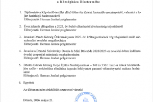 Meghívó 2026.05.26. nyílt rendes testületi ülés
